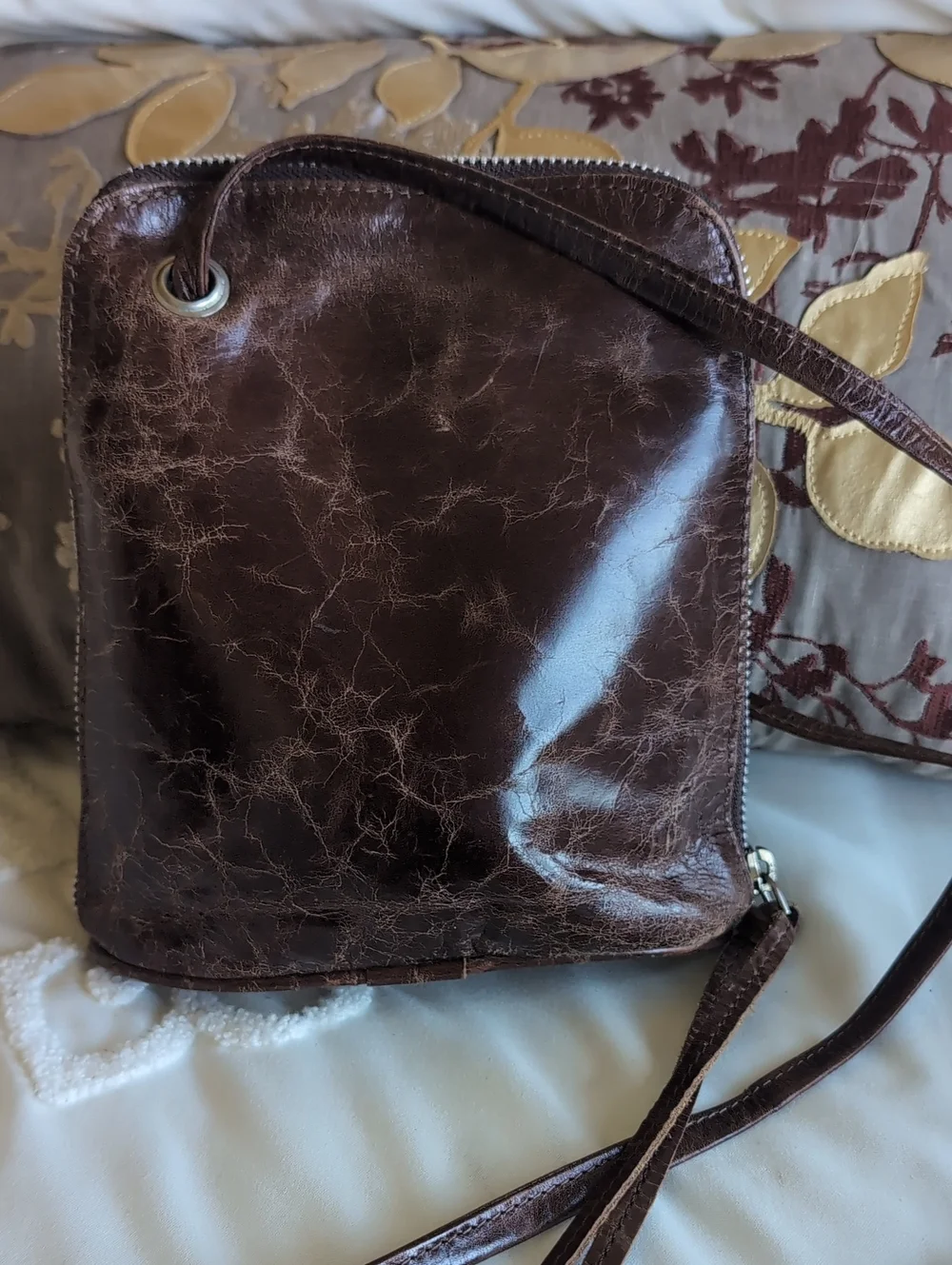 Latico Rustic Butter Soft Marbled Chocolate Leather Organizer/ Wallet Crossbody